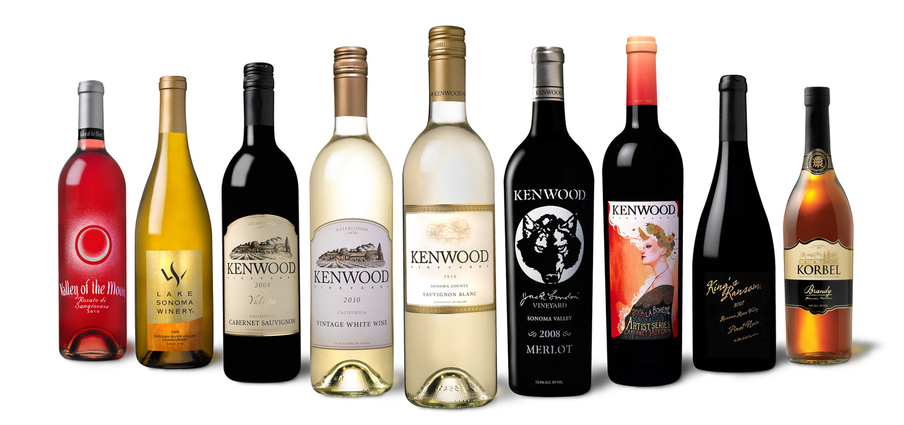 AlanCampbellPhotography, line up of brands of wines and spirits