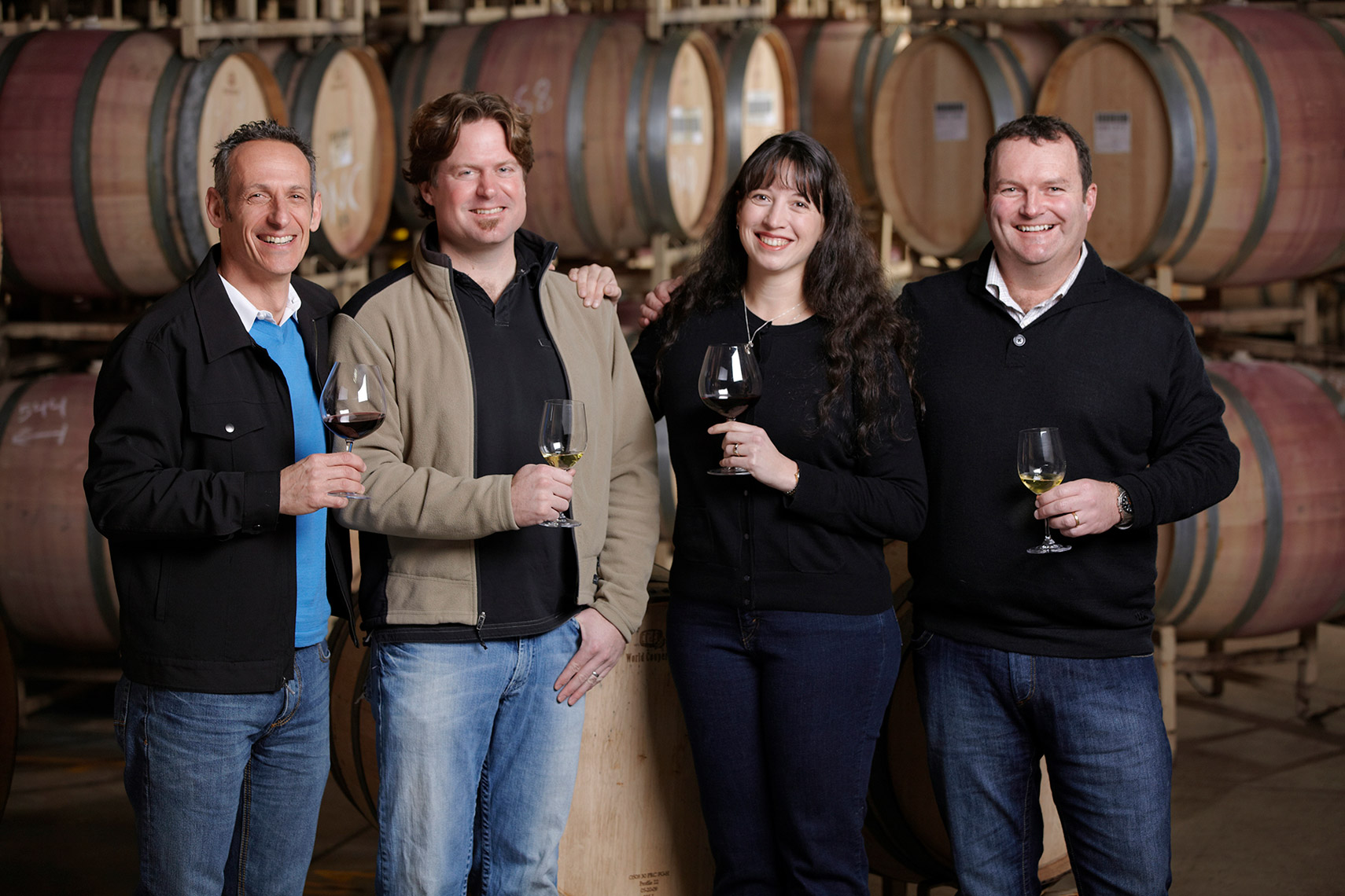 AlanCampbellPhotography, group of winemakers in the cellar