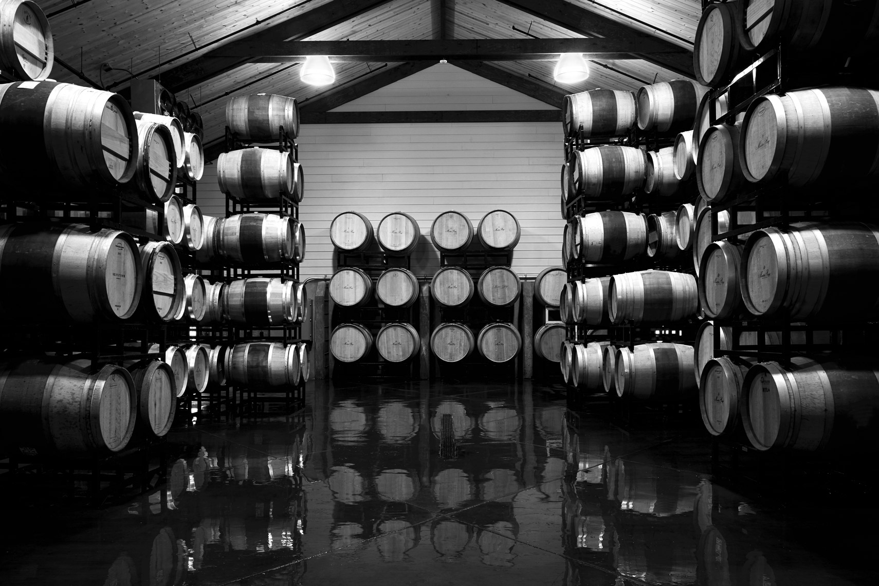 AlanCampbellPhotography, barrel room in Black and White